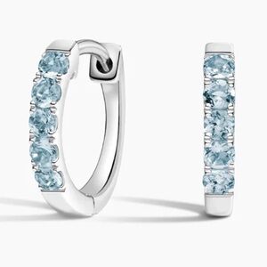 Brilliant Earth Soiree Aquamarine Huggie Earrings in 14K White Gold